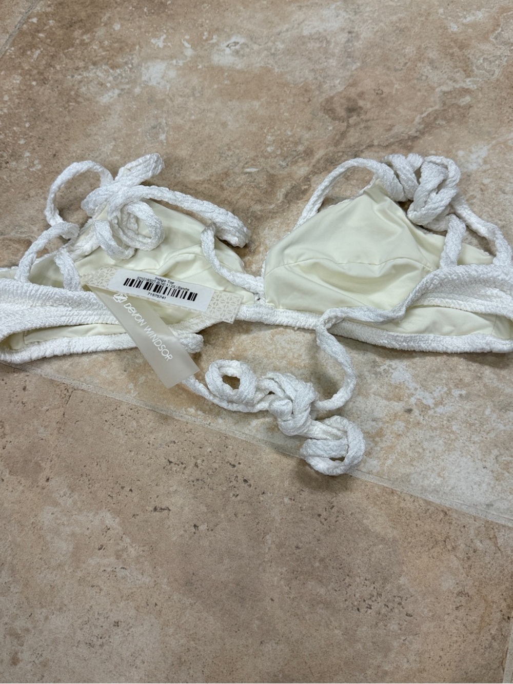 DEVON WINDSOR White Textured Strappy Bikini Top NWT - Picture 5 of 7